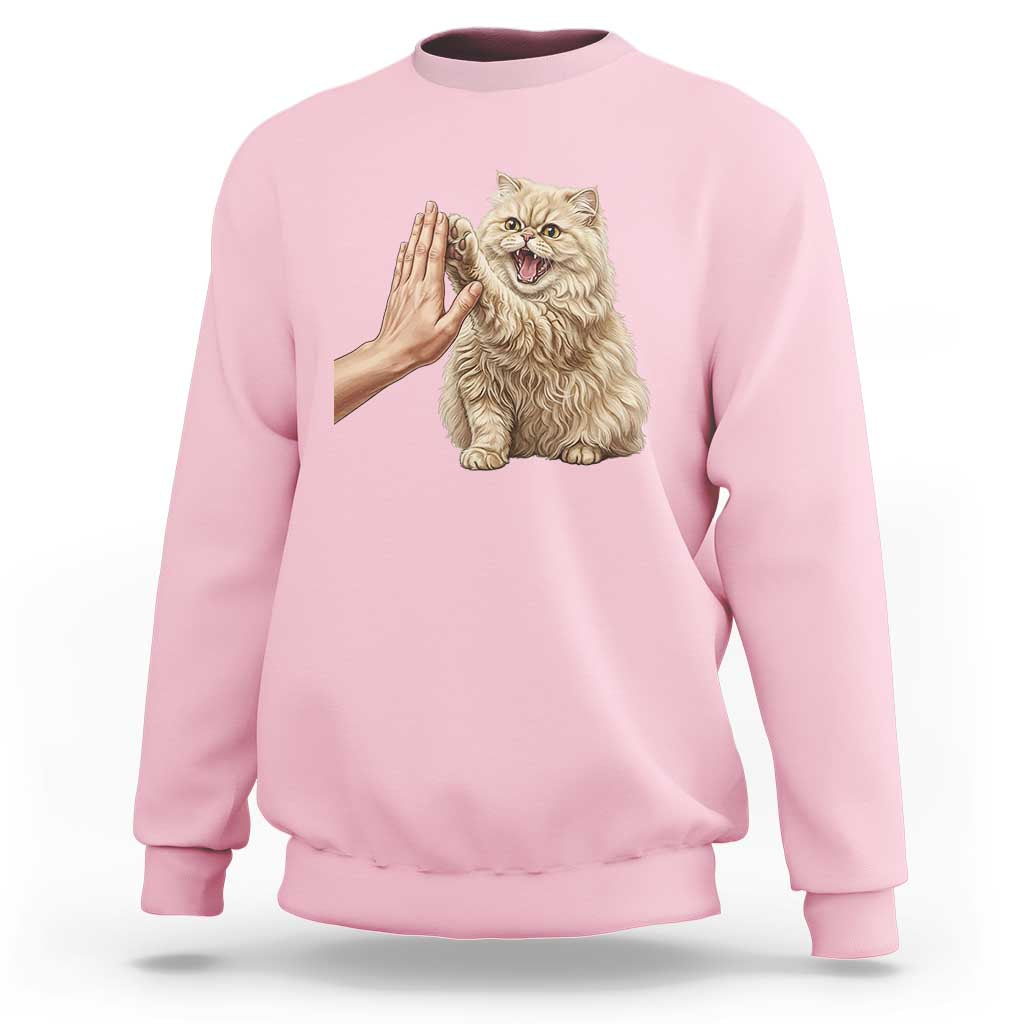 Cute Persian Cat High Five Sweatshirt Cat Lover
