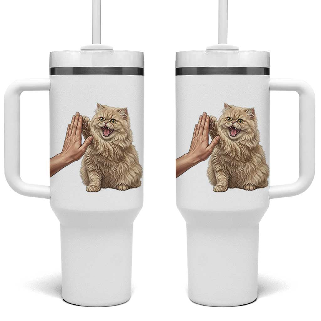 Cute Persian Cat High Five Tumbler With Handle Cat Lover