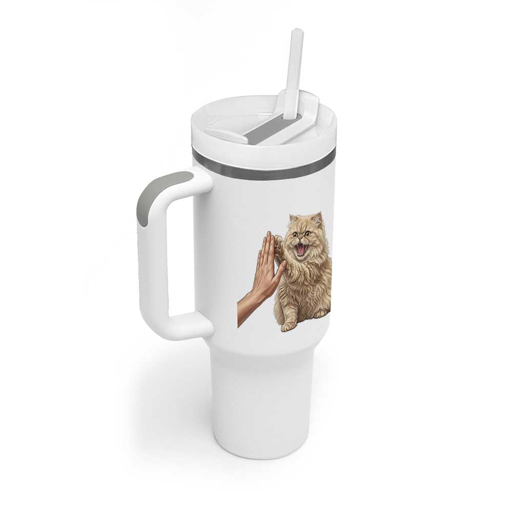 Cute Persian Cat High Five Tumbler With Handle Cat Lover