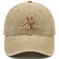 Cute Persian Cat High Five Washed Cotton Baseball Cap Cat Lover