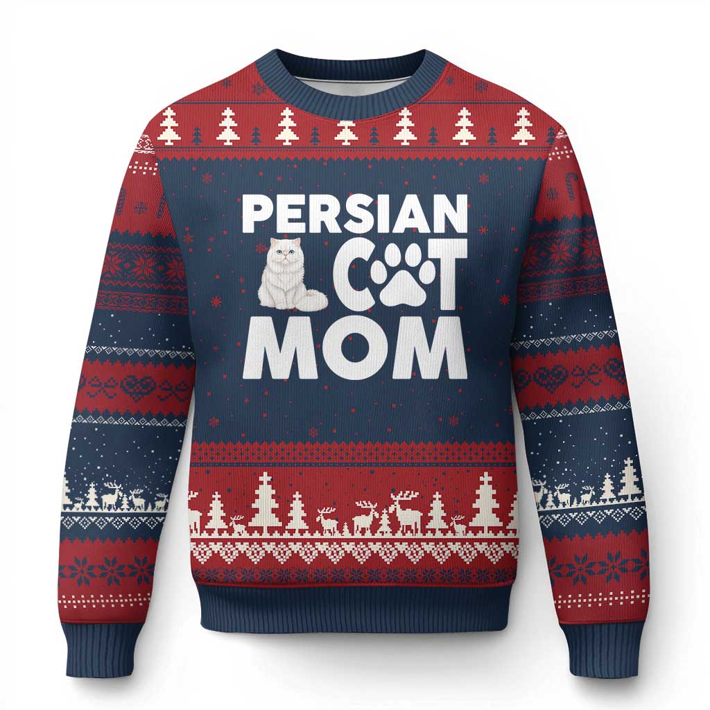 Proud Persian Cat Mom Ugly Christmas Sweater Fluffy Cat Lover Gift For Her