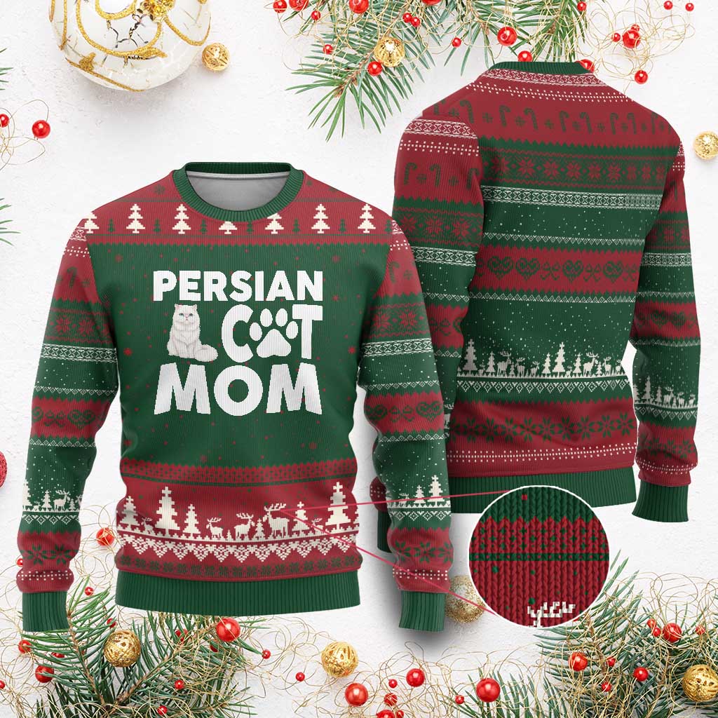 Proud Persian Cat Mom Ugly Christmas Sweater Fluffy Cat Lover Gift For Her