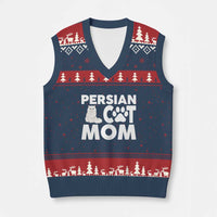 Proud Persian Cat Mom V-Neck Knit Sweater Vest Fluffy Cat Lover Gift For Her