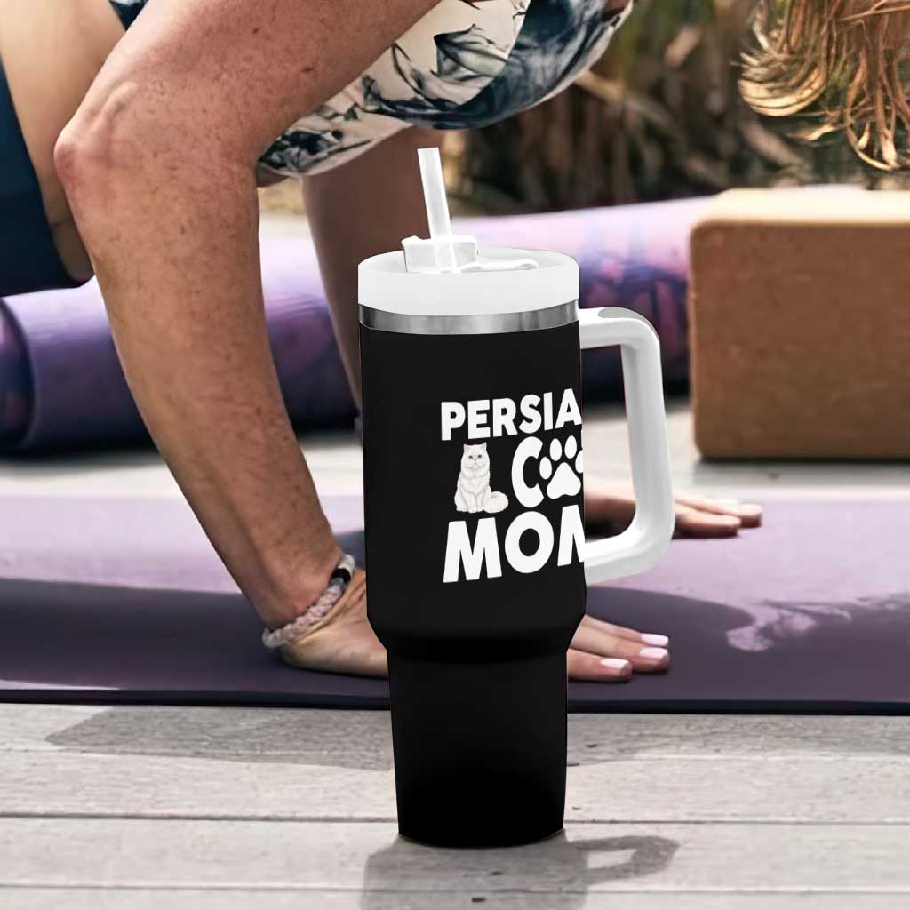 Proud Persian Cat Mom Tumbler With Handle Fluffy Cat Lover Gift For Her