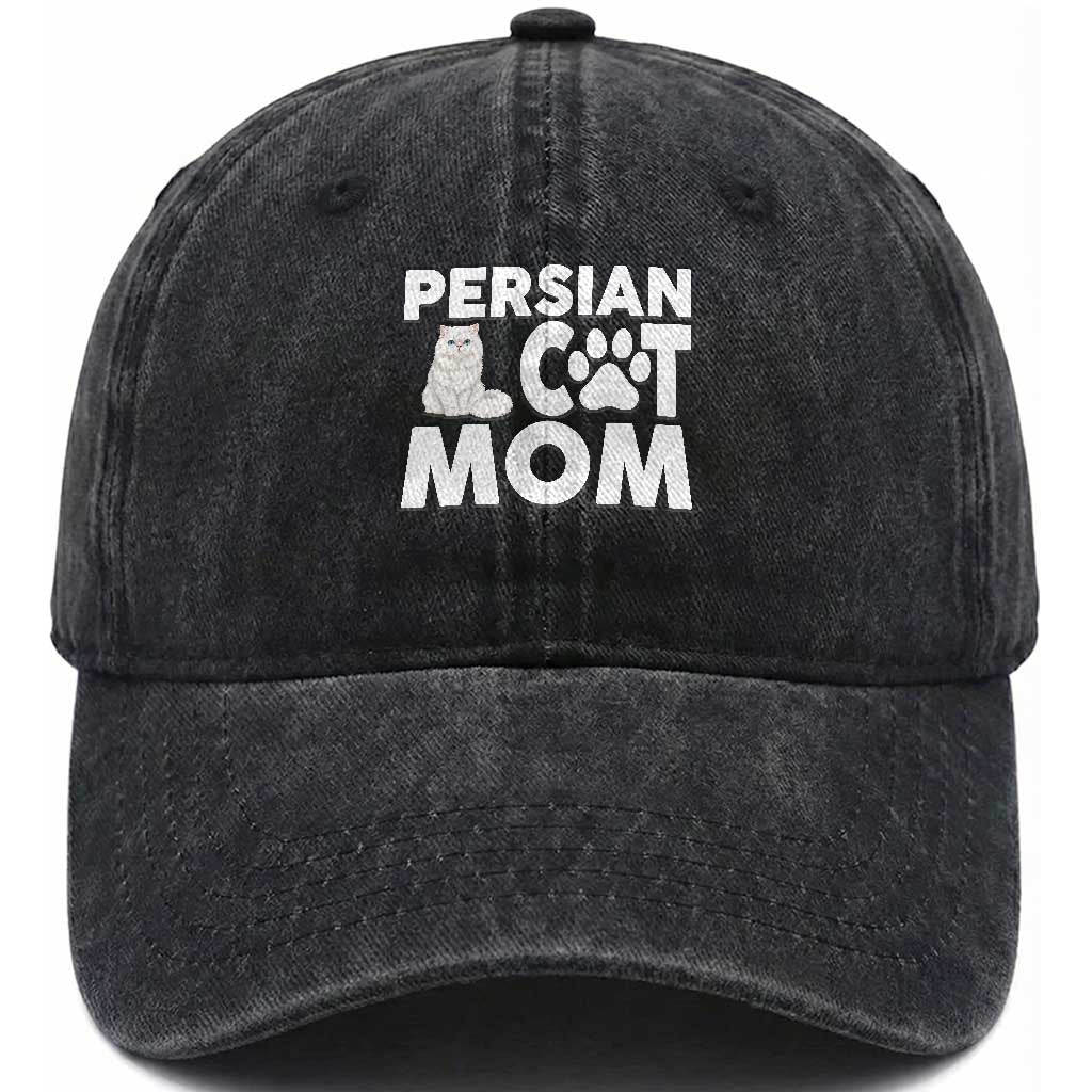 Proud Persian Cat Mom Washed Cotton Baseball Cap Fluffy Cat Lover Gift For Her