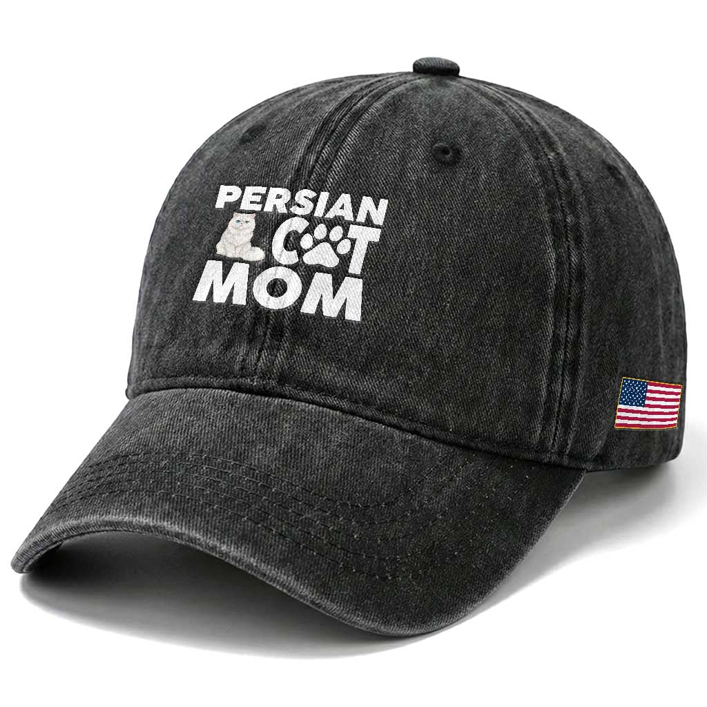 Proud Persian Cat Mom Washed Cotton Baseball Cap Fluffy Cat Lover Gift For Her