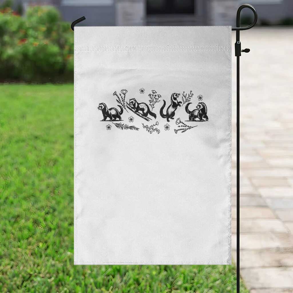 Minimalist Ferret Floral Graphic Garden Flag Exotic Pet Owner Gift