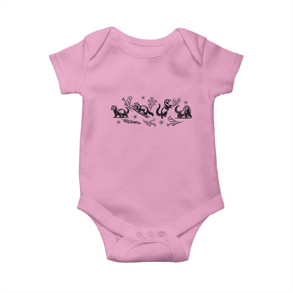 Minimalist Ferret Floral Graphic Baby Onesie Exotic Pet Owner Gift