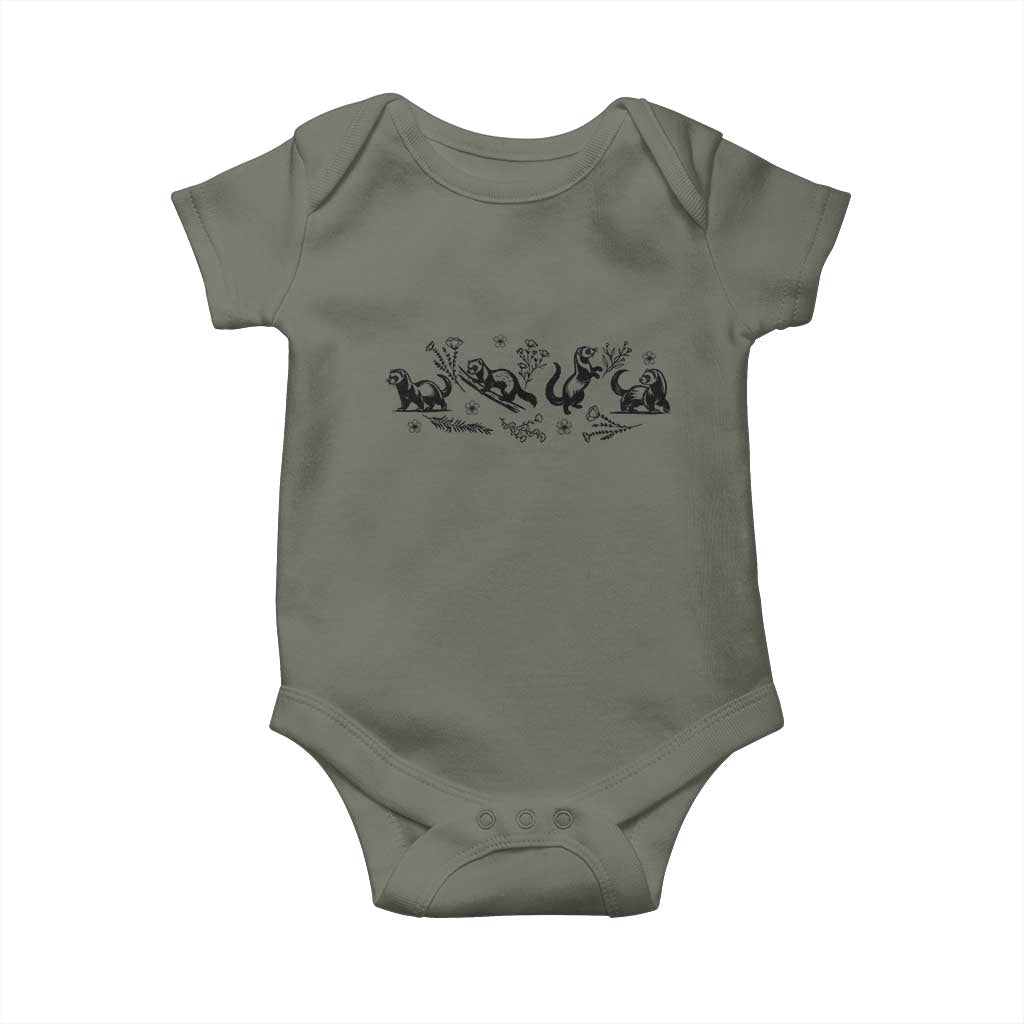 Minimalist Ferret Floral Graphic Baby Onesie Exotic Pet Owner Gift