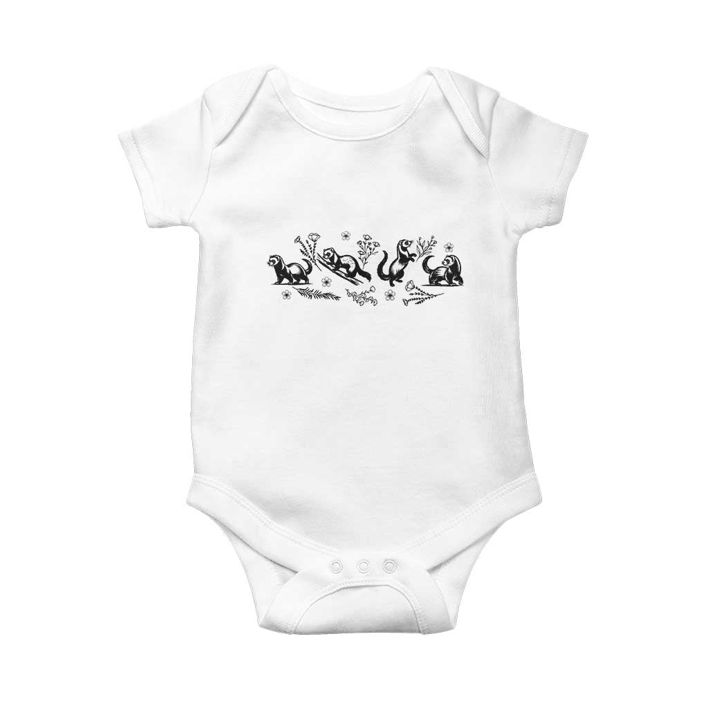 Minimalist Ferret Floral Graphic Baby Onesie Exotic Pet Owner Gift