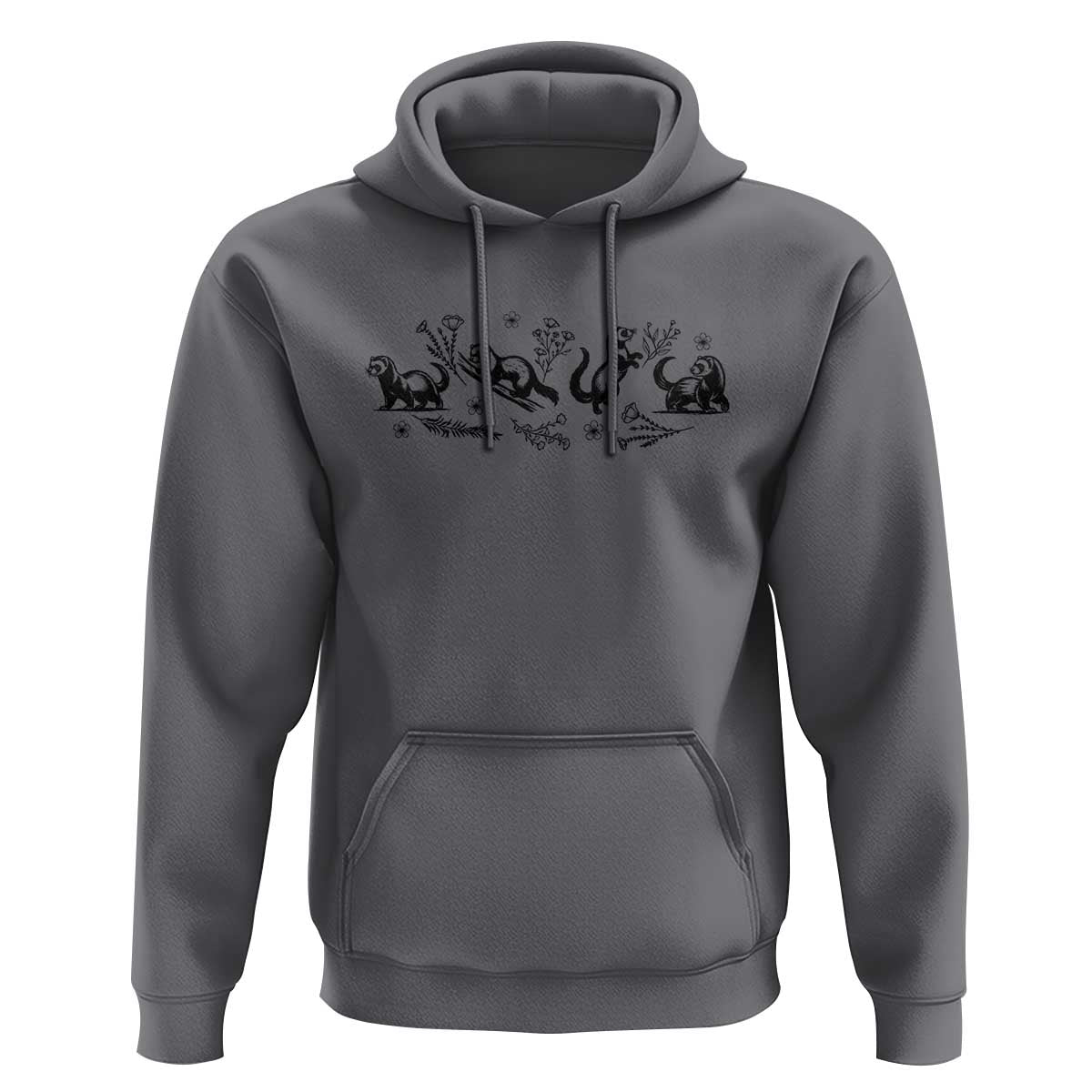Minimalist Ferret Floral Graphic Hoodie Exotic Pet Owner Gift