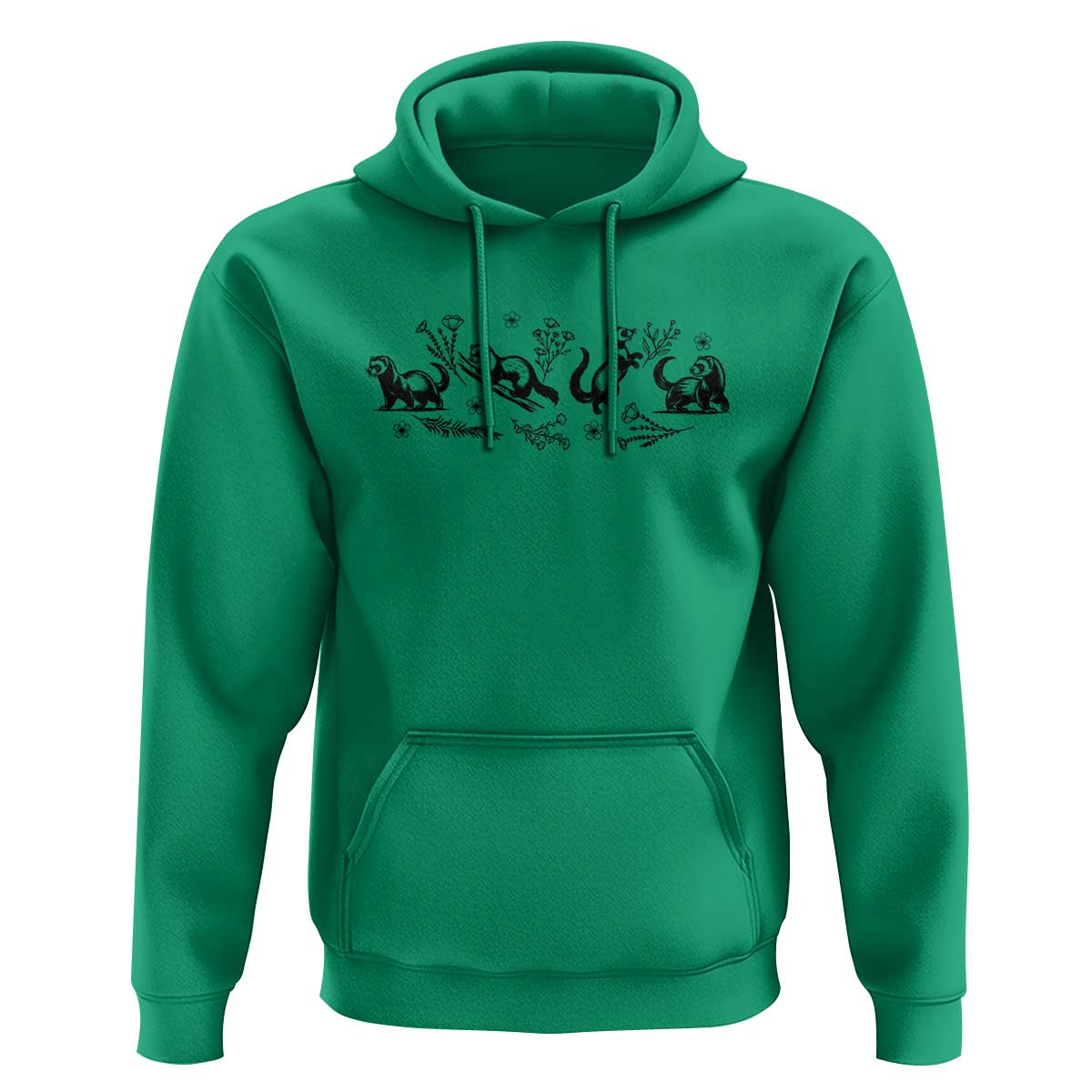 Minimalist Ferret Floral Graphic Hoodie Exotic Pet Owner Gift