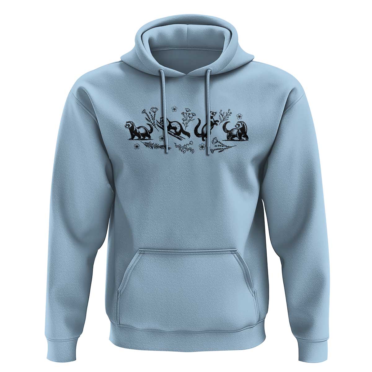 Minimalist Ferret Floral Graphic Hoodie Exotic Pet Owner Gift