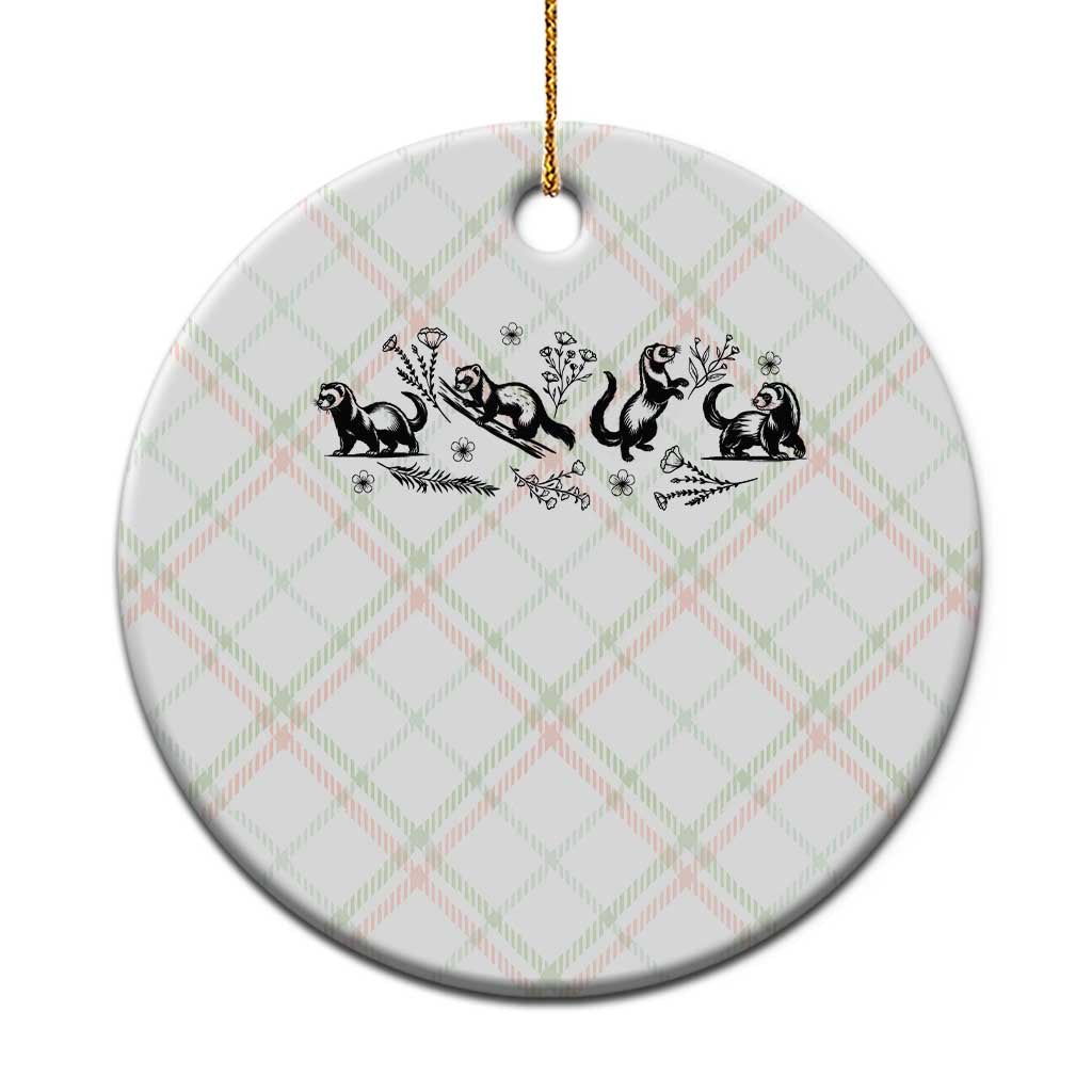 Minimalist Ferret Floral Graphic Ceramic Ornament Exotic Pet Owner Gift