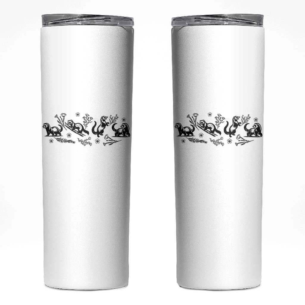 Minimalist Ferret Floral Graphic Skinny Tumbler Exotic Pet Owner Gift