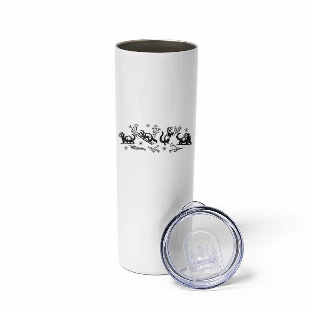 Minimalist Ferret Floral Graphic Skinny Tumbler Exotic Pet Owner Gift