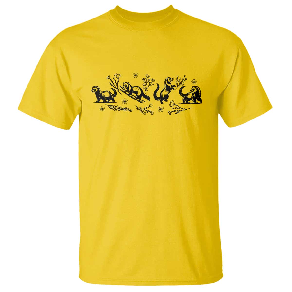 Minimalist Ferret Floral Graphic T Shirt Exotic Pet Owner Gift