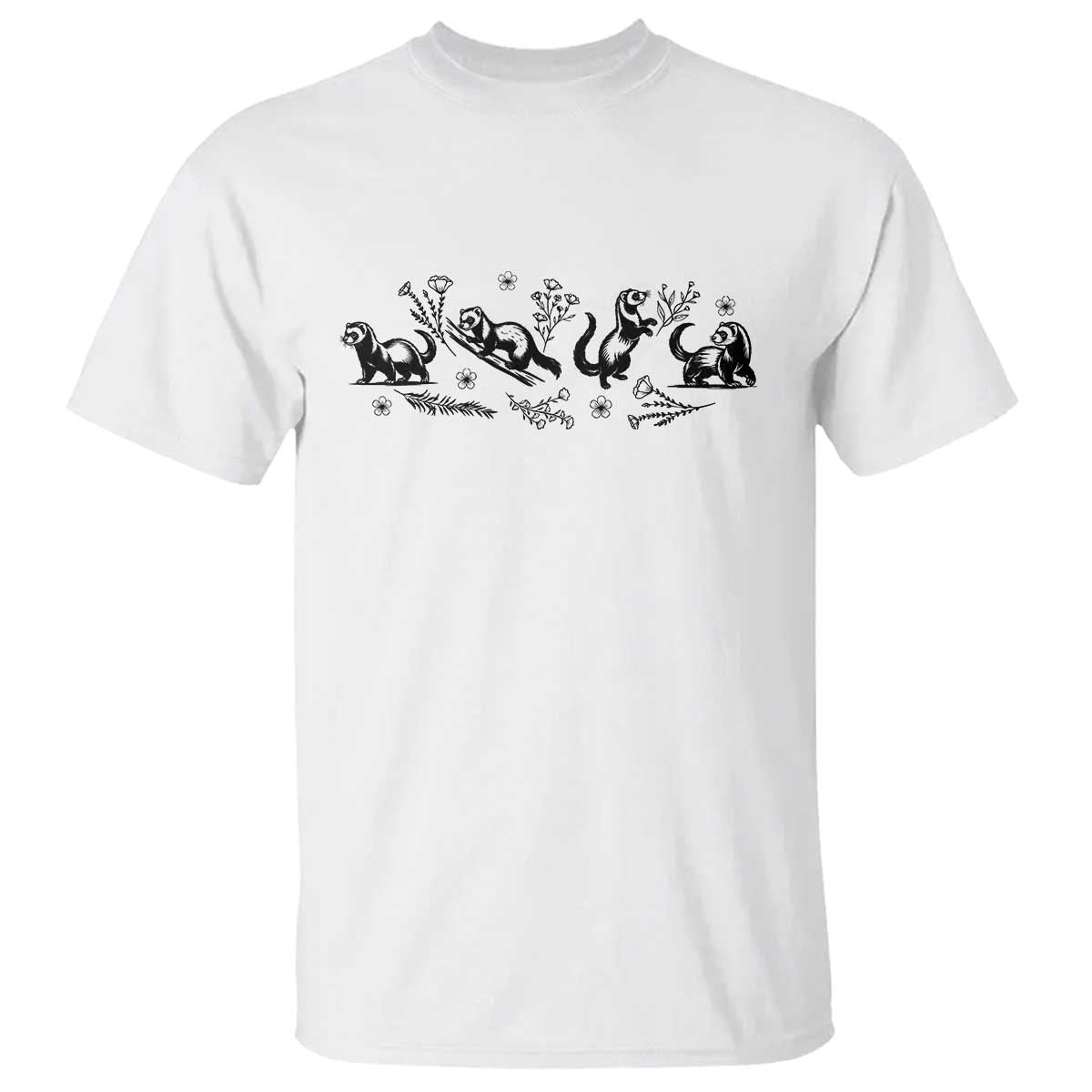 Minimalist Ferret Floral Graphic T Shirt Exotic Pet Owner Gift