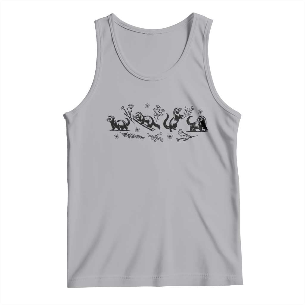 Minimalist Ferret Floral Graphic Tank Top Exotic Pet Owner Gift
