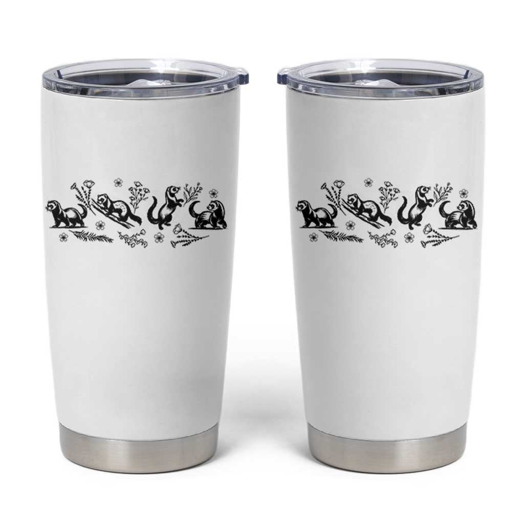 Minimalist Ferret Floral Graphic Tumbler Cup Exotic Pet Owner Gift