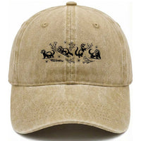Minimalist Ferret Floral Graphic Washed Cotton Baseball Cap Exotic Pet Owner Gift