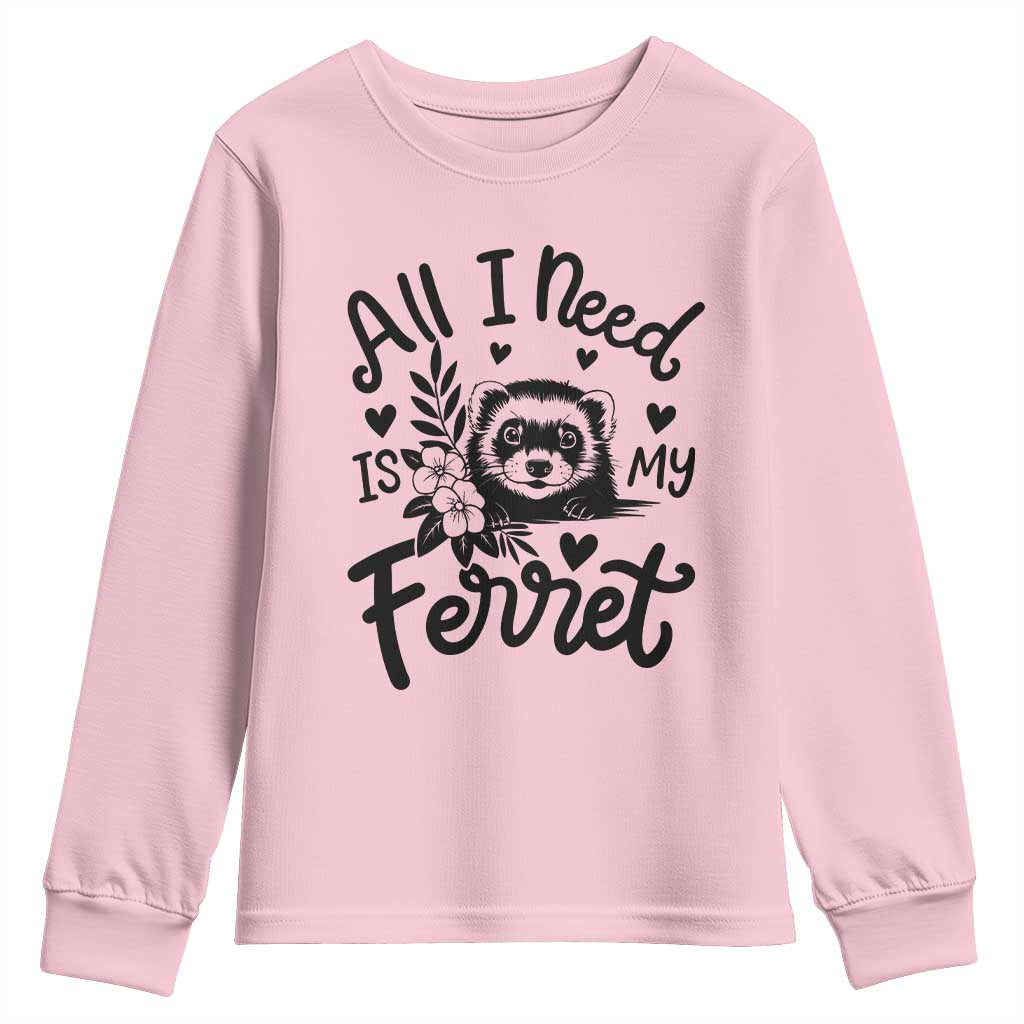 All I Need Is My Ferret Youth Sweatshirt Cute Exotic Pet Owner Gift