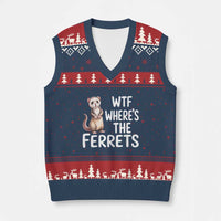 Funny Ferret Lover Gift V-Neck Knit Sweater Vest Where Is The Ferret