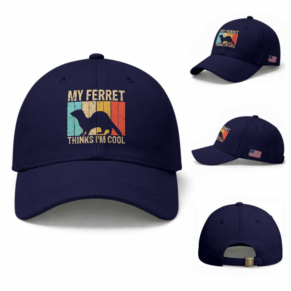 Vintage My Ferret Thinks I Am Cool Baseball Cap Ferret Dad Gift