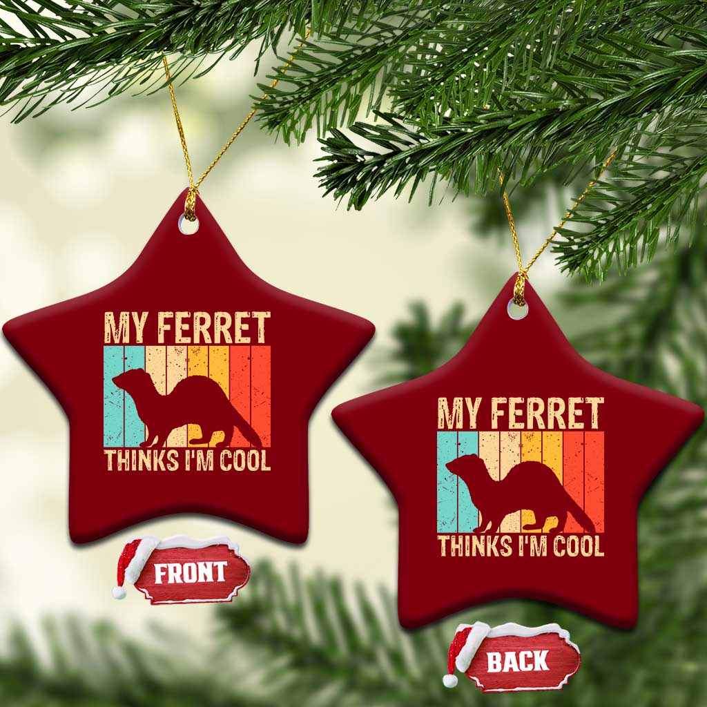 Vintage My Ferret Thinks I Am Cool Ceramic Ornament Ferret Dad Gift