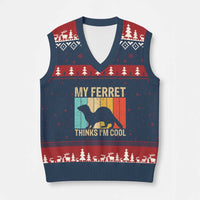 Vintage My Ferret Thinks I Am Cool V-Neck Knit Sweater Vest Ferret Dad Gift