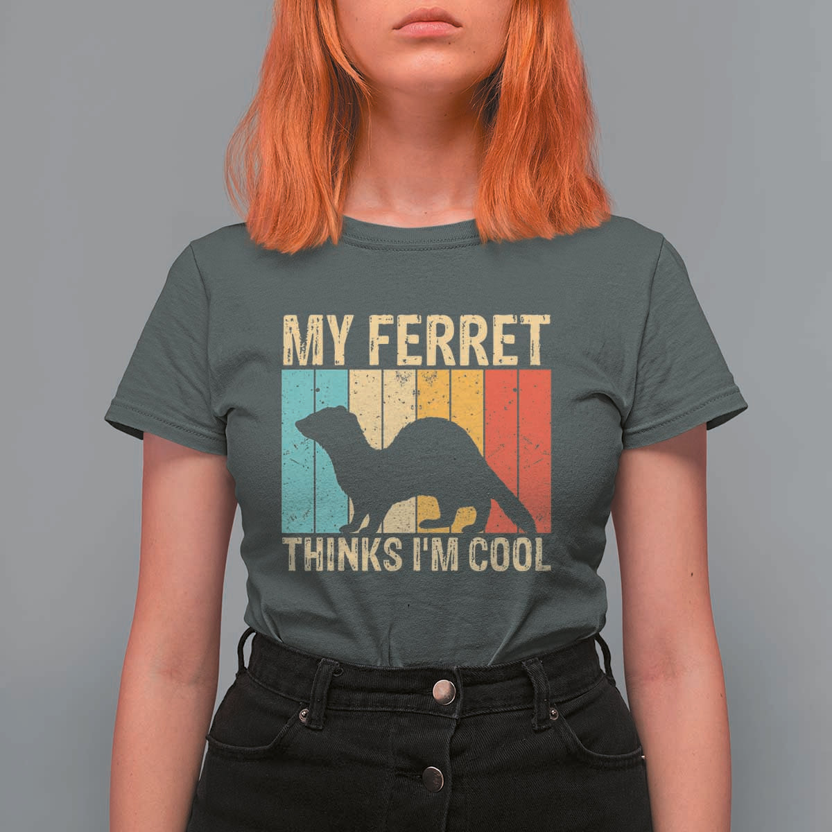 Vintage My Ferret Thinks I Am Cool T Shirt For Women Ferret Dad Gift