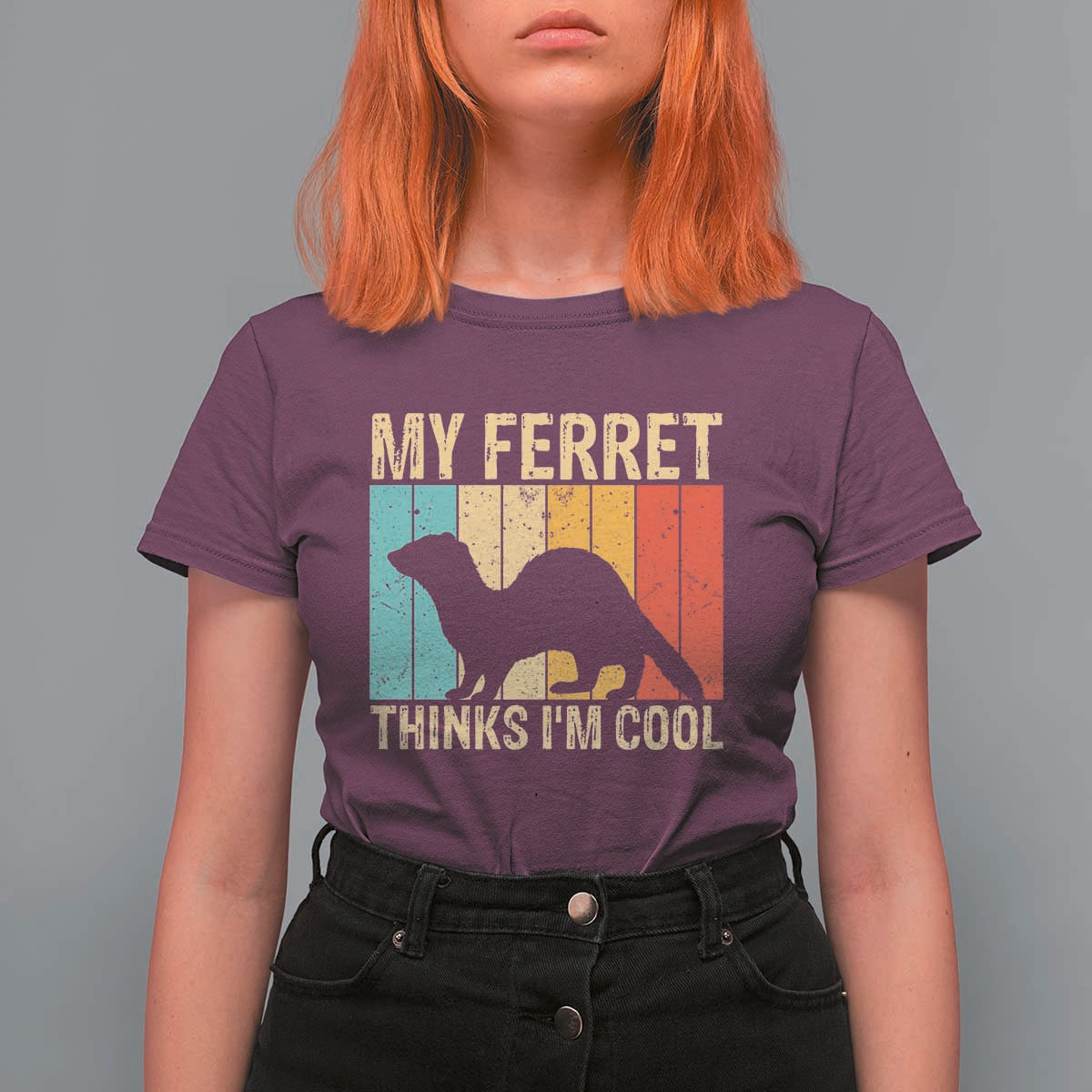 Vintage My Ferret Thinks I Am Cool T Shirt For Women Ferret Dad Gift
