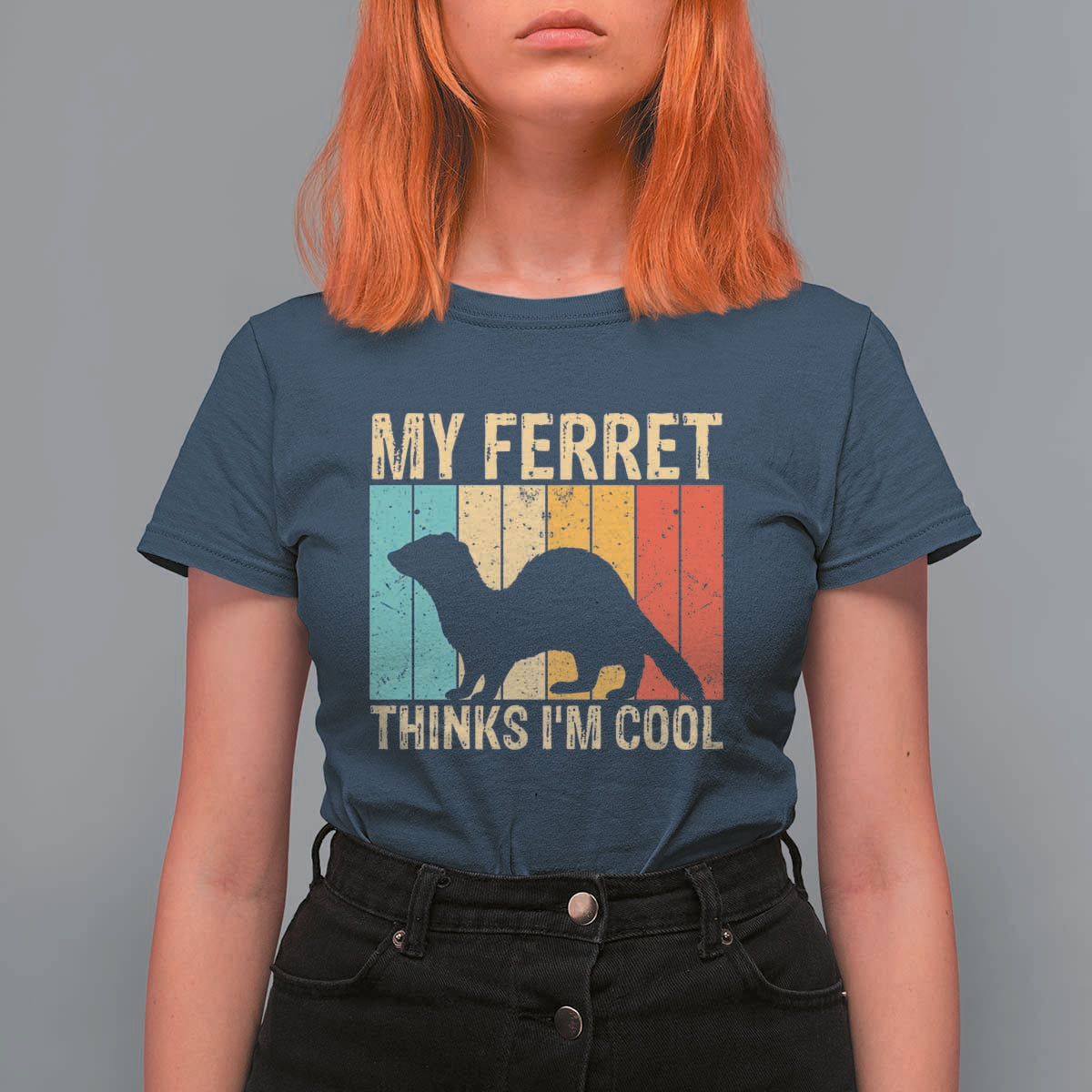 Vintage My Ferret Thinks I Am Cool T Shirt For Women Ferret Dad Gift