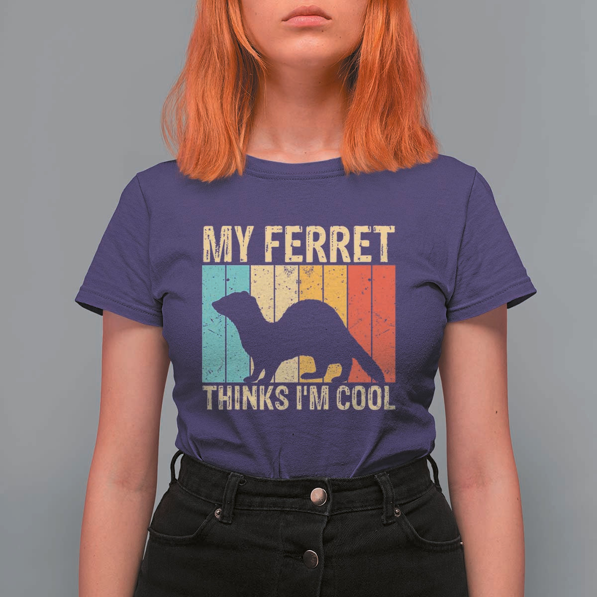 Vintage My Ferret Thinks I Am Cool T Shirt For Women Ferret Dad Gift