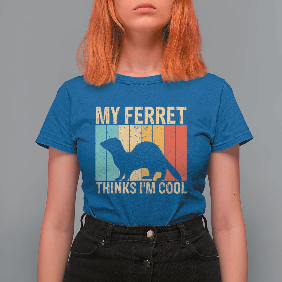 Vintage My Ferret Thinks I Am Cool T Shirt For Women Ferret Dad Gift
