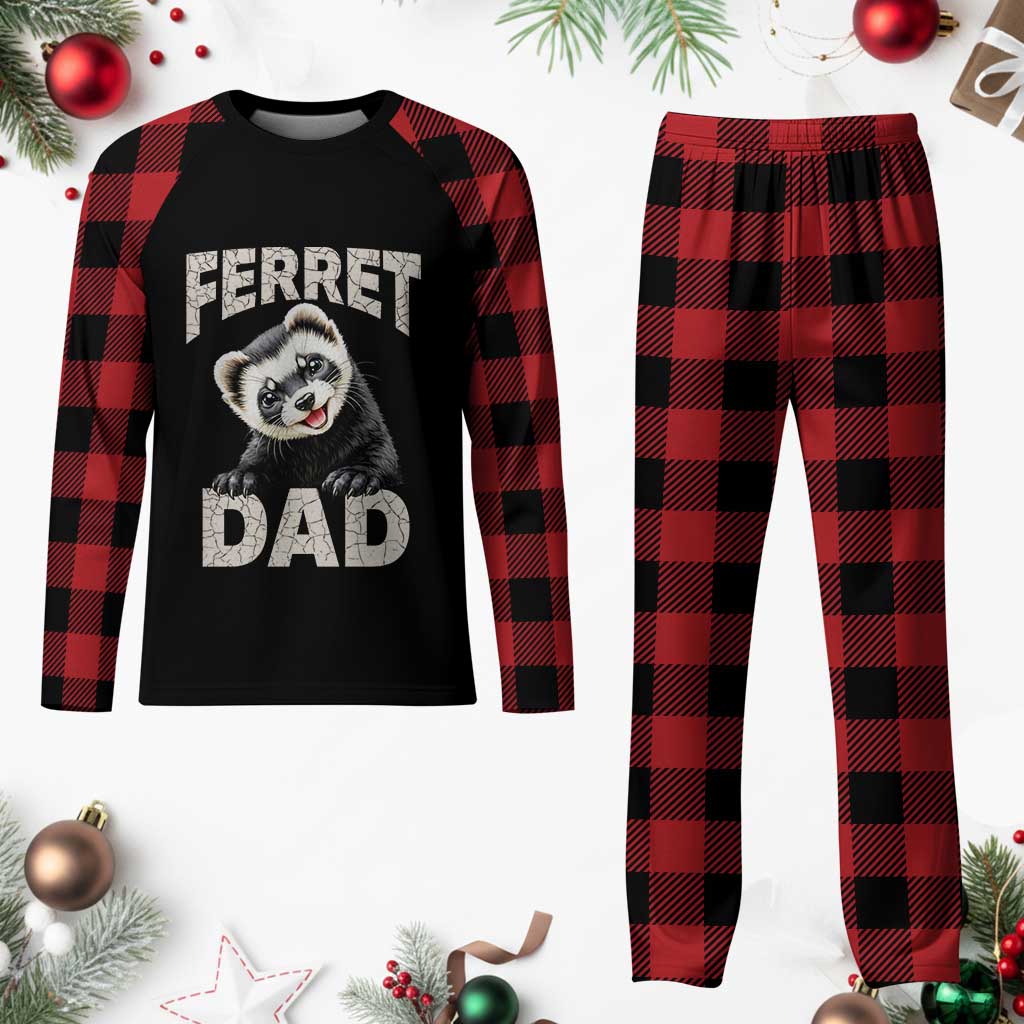 Ferret Dad Life Plaid Pajama Set Cute Exotic Animal Parent Gift