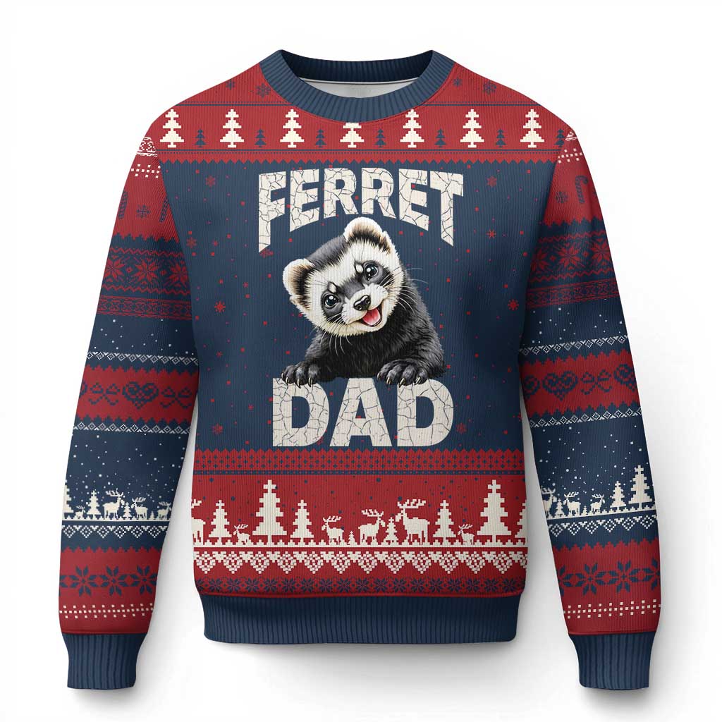 Ferret Dad Life Ugly Christmas Sweater Cute Exotic Animal Parent Gift