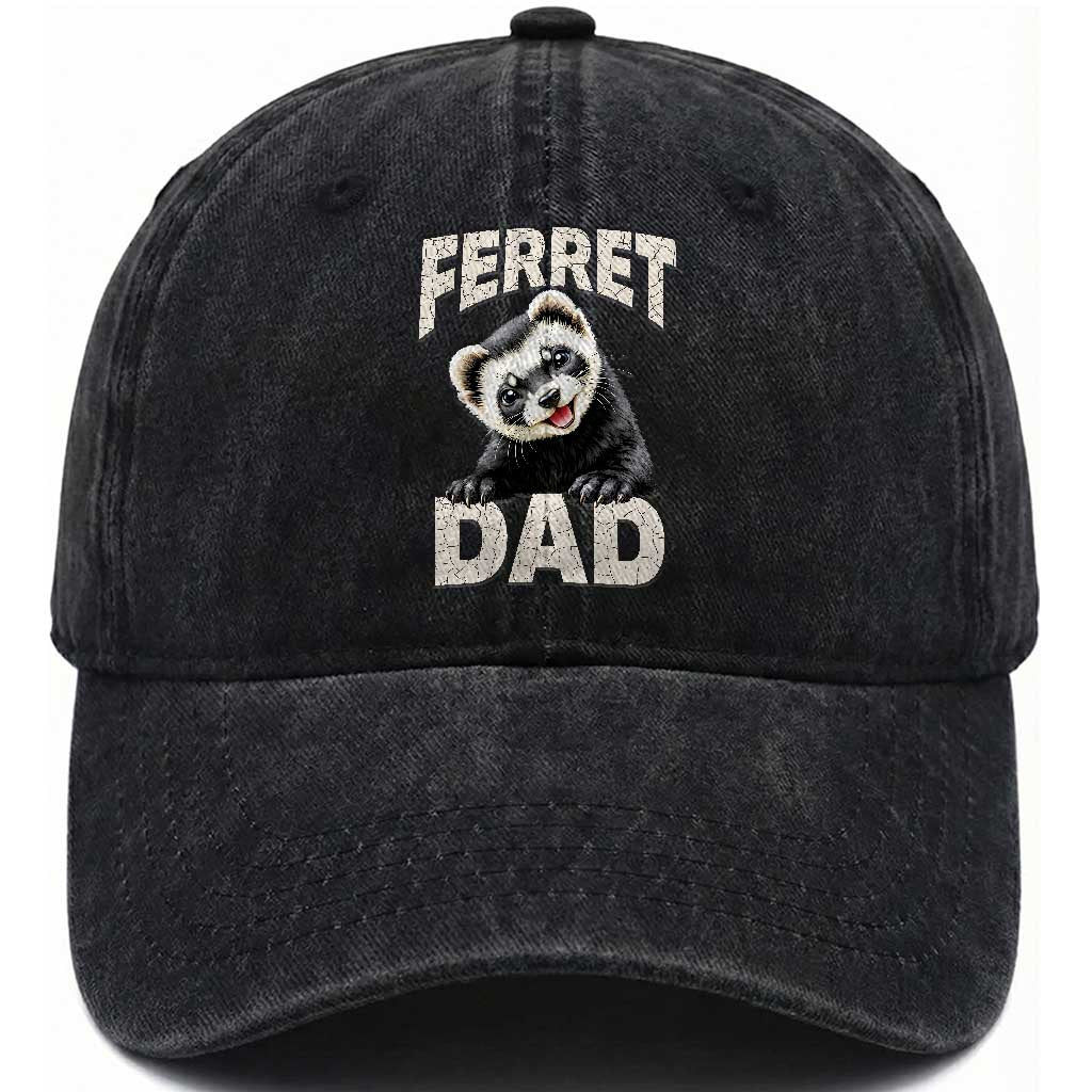 Ferret Dad Life Washed Cotton Baseball Cap Cute Exotic Animal Parent Gift