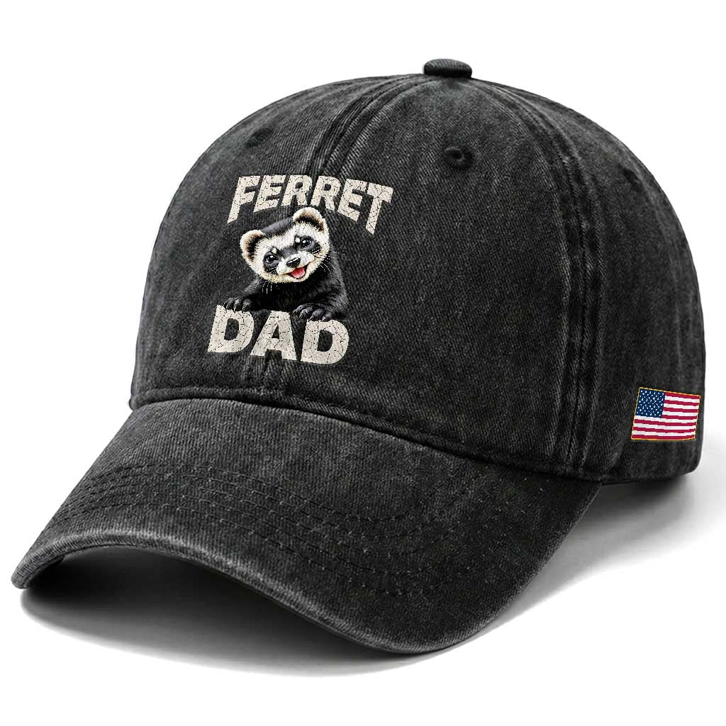 Ferret Dad Life Washed Cotton Baseball Cap Cute Exotic Animal Parent Gift