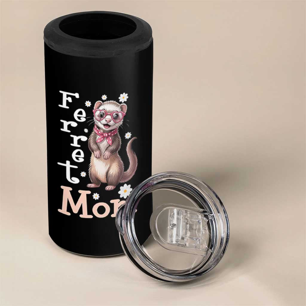 Ferret Mom Life 4 in 1 Can Cooler Tumbler Funny Cute Polecat Ferret Lover