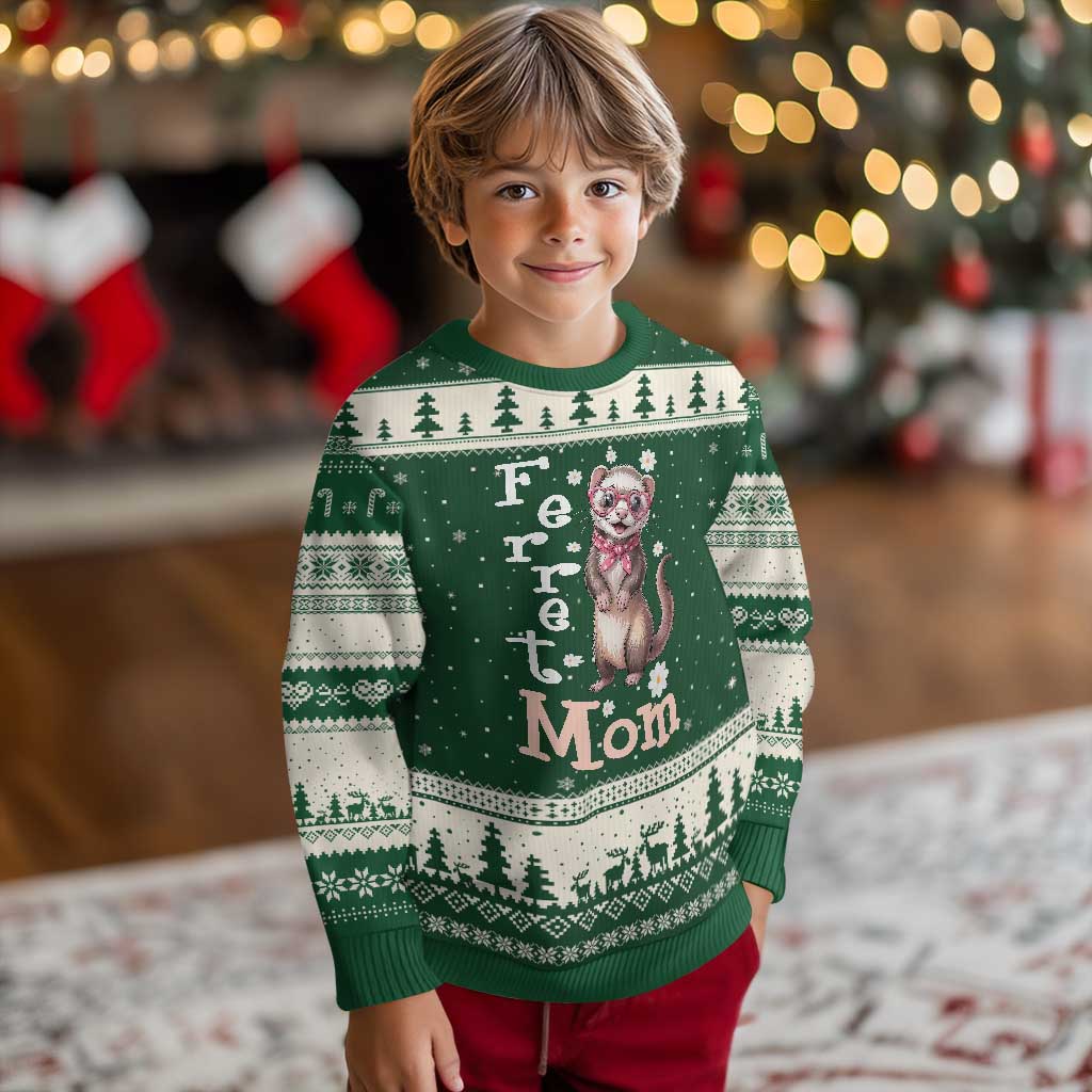 Ferret Mom Life Ugly Christmas Sweater Funny Cute Polecat Ferret Lover