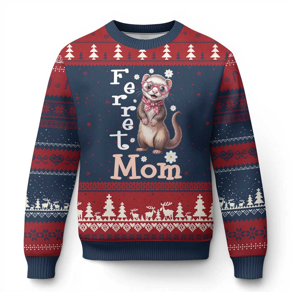 Ferret Mom Life Ugly Christmas Sweater Funny Cute Polecat Ferret Lover