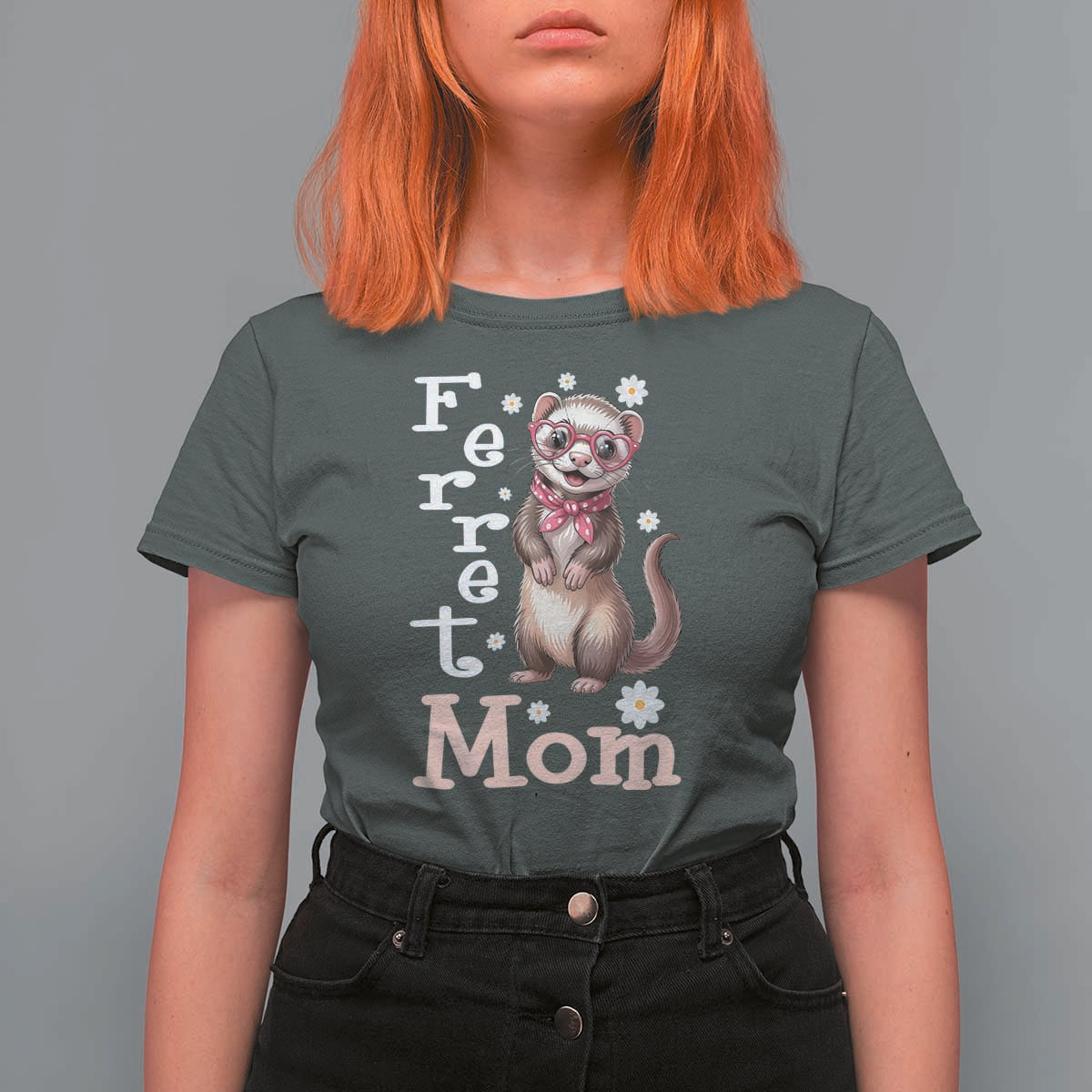 Ferret Mom Life T Shirt For Women Funny Cute Polecat Ferret Lover