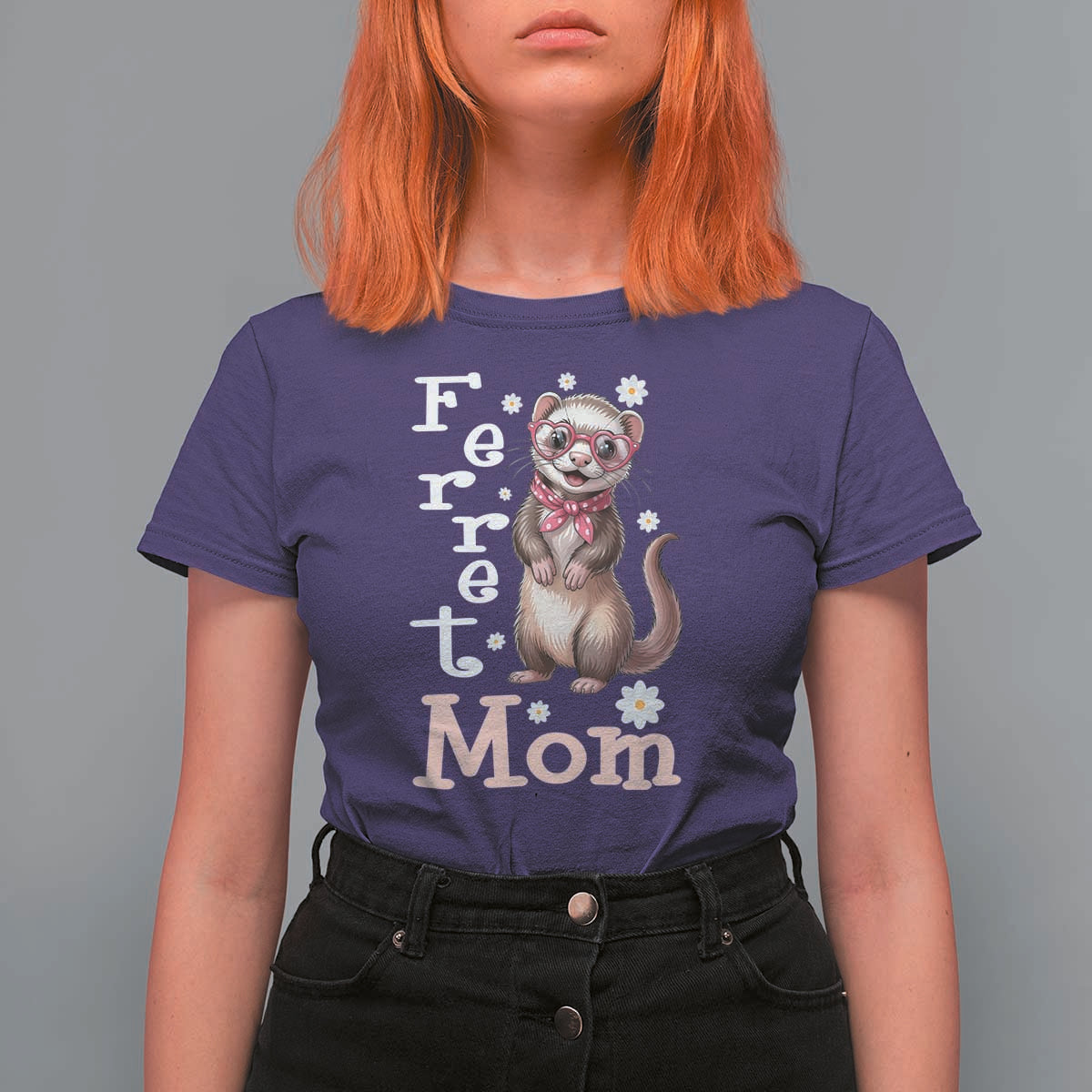 Ferret Mom Life T Shirt For Women Funny Cute Polecat Ferret Lover