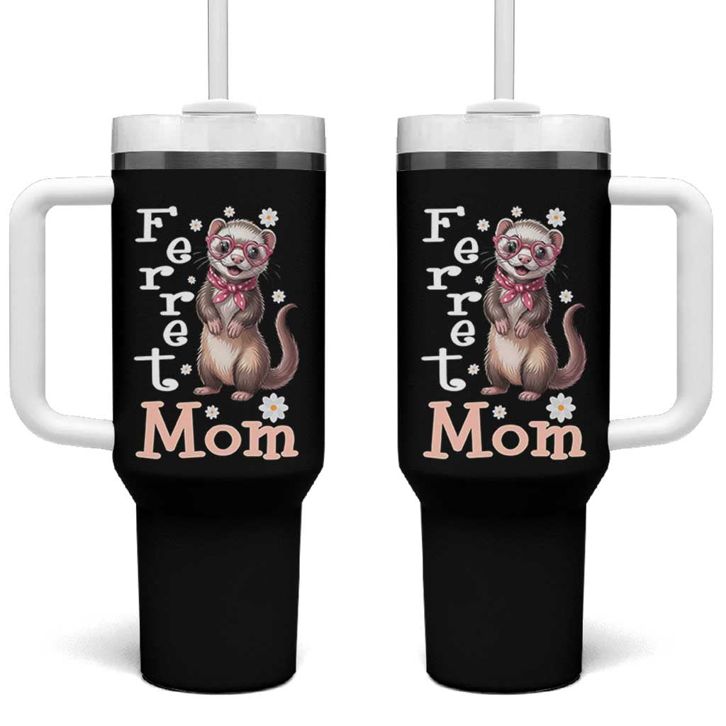 Ferret Mom Life Tumbler With Handle Funny Cute Polecat Ferret Lover