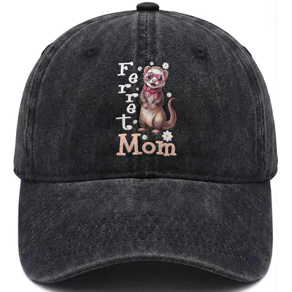 Ferret Mom Life Washed Cotton Baseball Cap Funny Cute Polecat Ferret Lover