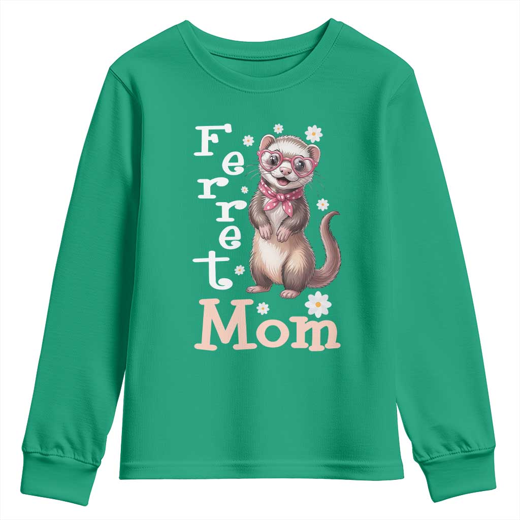 Ferret Mom Life Youth Sweatshirt Funny Cute Polecat Ferret Lover