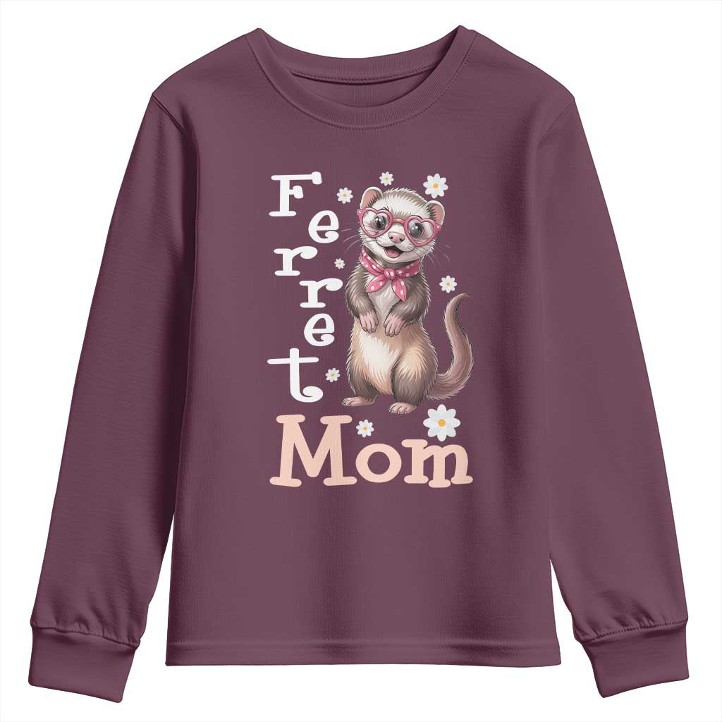 Ferret Mom Life Youth Sweatshirt Funny Cute Polecat Ferret Lover