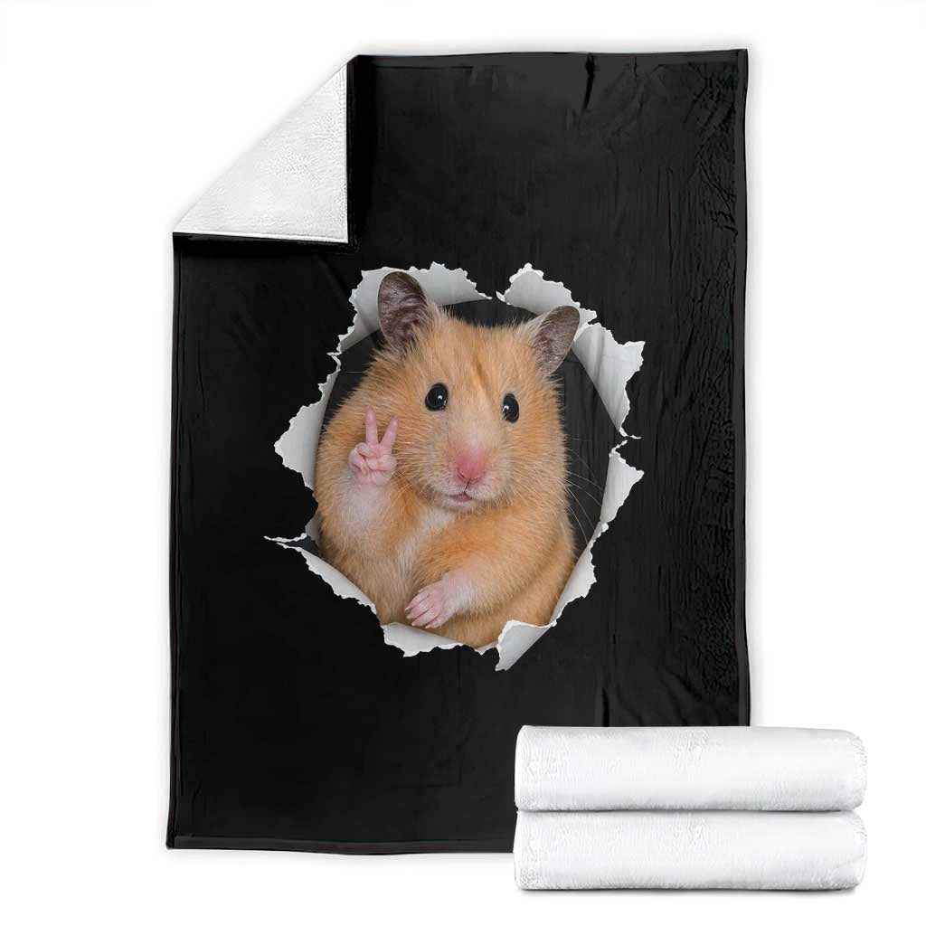 Funny Curious Hamster Peeking Through A Cracked Wall Meme Throw Blanket