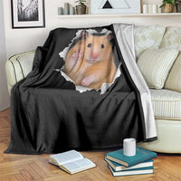 Funny Curious Hamster Peeking Through A Cracked Wall Meme Throw Blanket